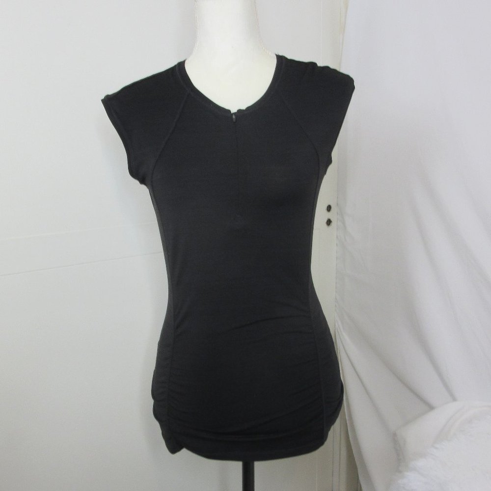 Athleta Cycling Athletic Jersey Black Cap Sleeve Velo Size XS